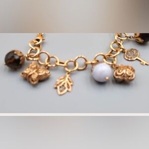 **Vintage** Gold Tone Over Sterling Silver Charm Bracelet